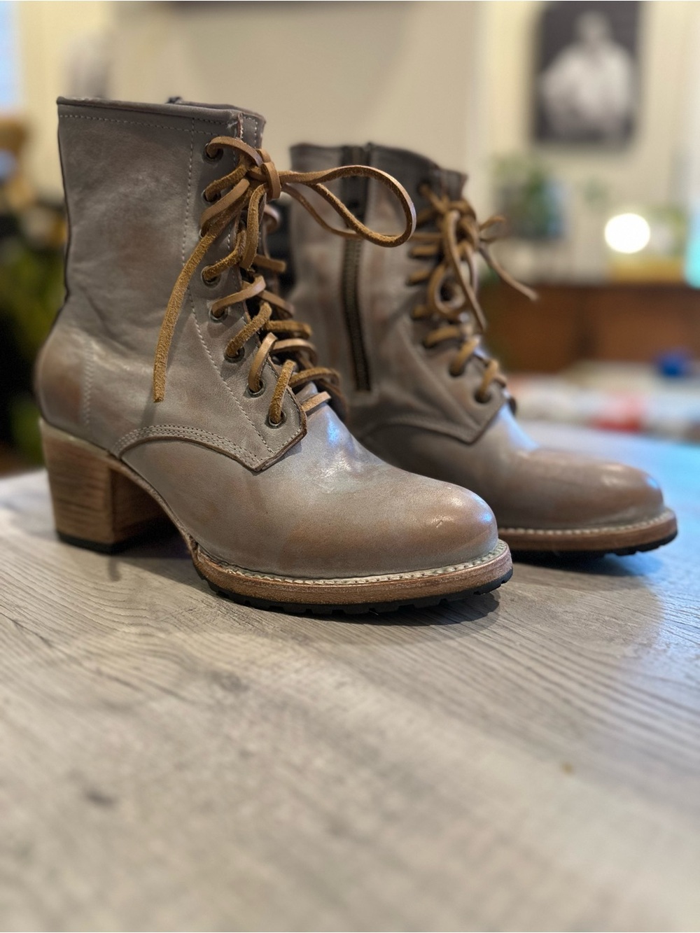 Freebird By Steven Cavalier Leather Lace-Up Ankle Boots Taupe/ Gravel Size 8 - Picture 5 of 7
